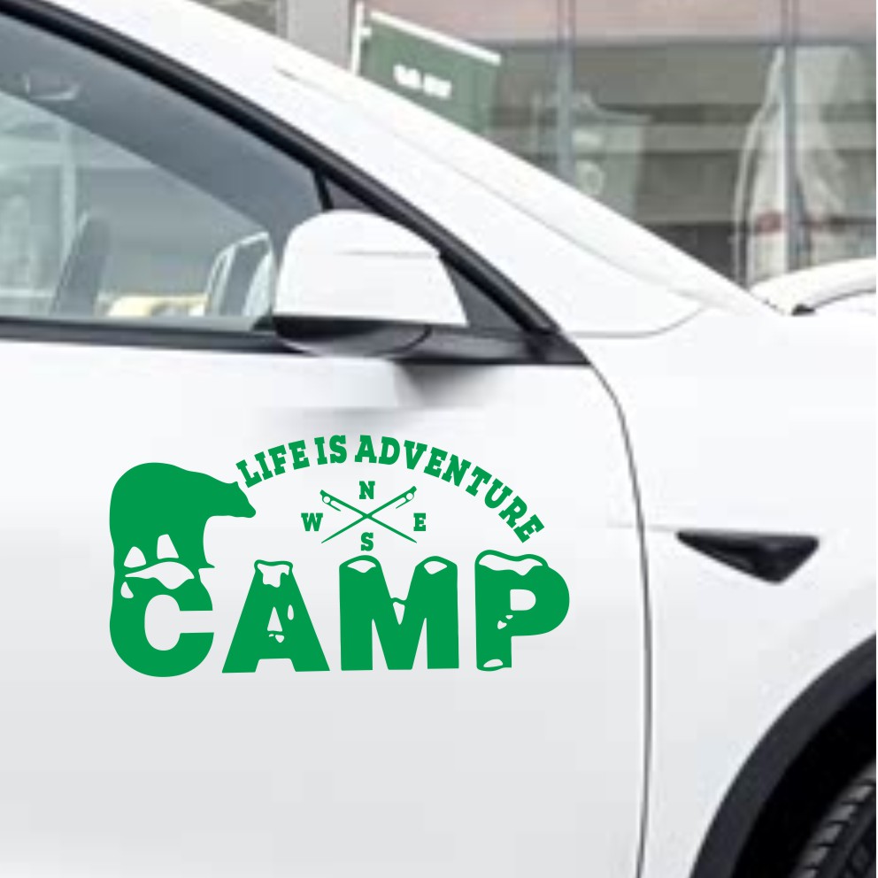 Outdoor Adventure Words - Off-Road kamp araba çadırı çıkartması ayı