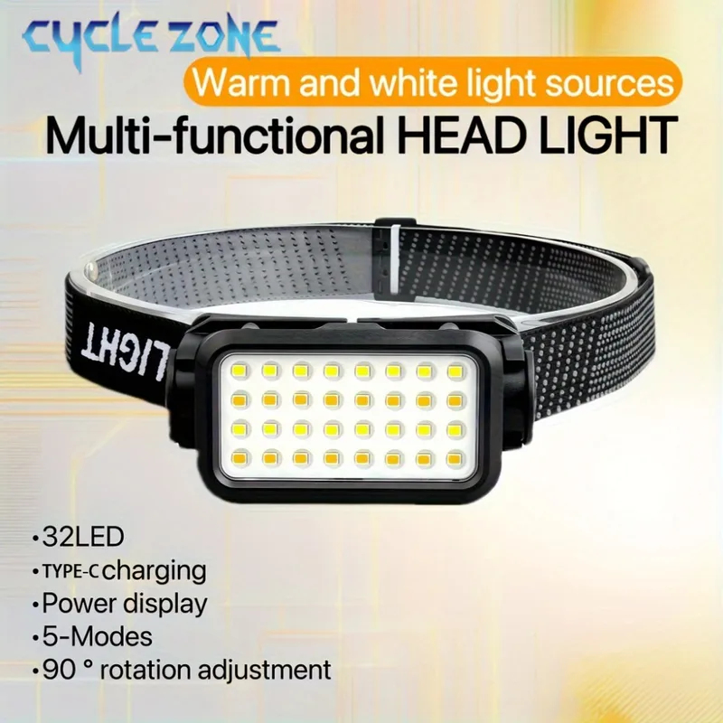 Outdoor Adventure At - 32 LED'li Şarj Edilebilir Kafa Lambası,